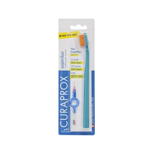 Escova Dental Curaprox Superduo CS5060b Cores Sortidas + Interdental Prime com Suporte