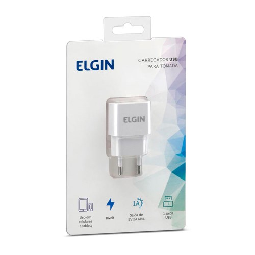 Carregador de Tomada Elgin Saída USB Bivolt 1 Unidade