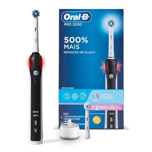 Escova de Dente Elétrica Oral-B Pro 2000 Sensi Ultrafino 127v Recarregável com 1 unidade + Refil