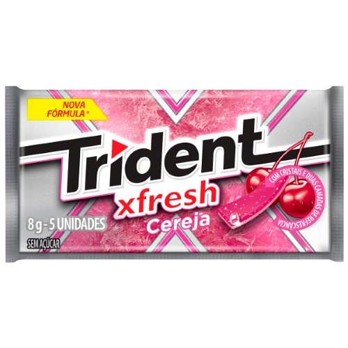 Trident XFresh Chiclete Sem Açúcar Sabor Cereja com 5 unidades