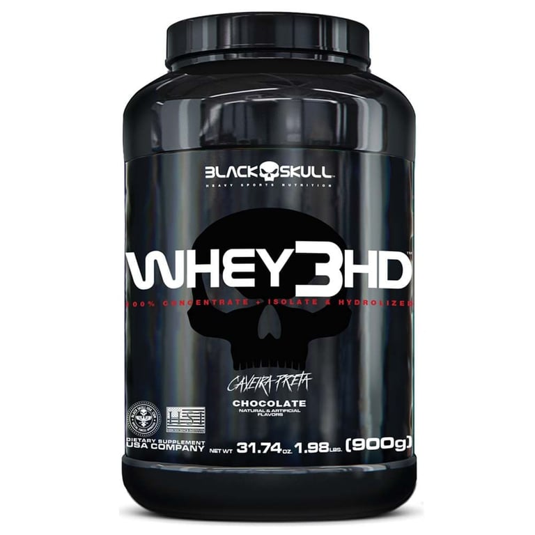 Whey 3 HD Black Skull Caveira Preta Sabor Chocolate 900g