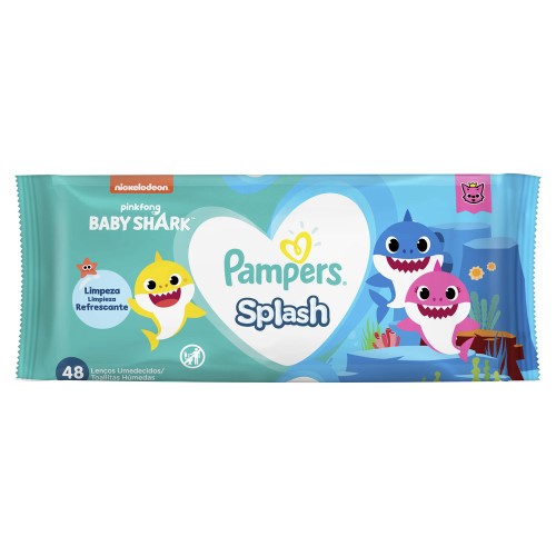 Lenços Umedecidos Pampers Splash Baby Shark 48 unidades