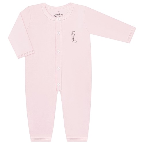 Macacão longo para bebê em suedine Rosa - Junkes Baby 