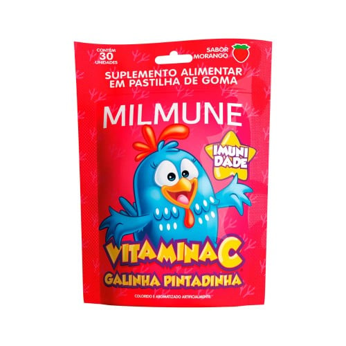 Suplemento Vitamínico Milmune Infantil Morango Galinha Pintadinha 30 Gomas