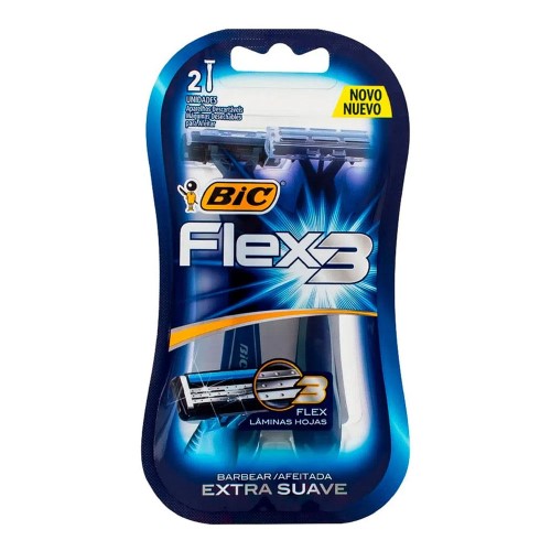 Aparelho de Barbear Bic Descartável Flex 3 Lâminas 2 Unidades