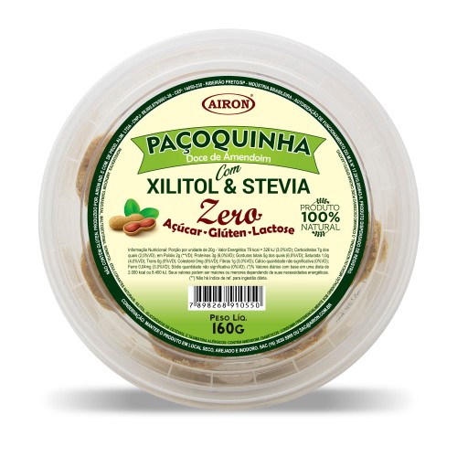 Paçoquinha Airon Xylitol e Stevia Zero 160g