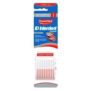 Escova ID Compacta Powerdent Extra Fina 3mm Vermelha Cilíndrica 10un