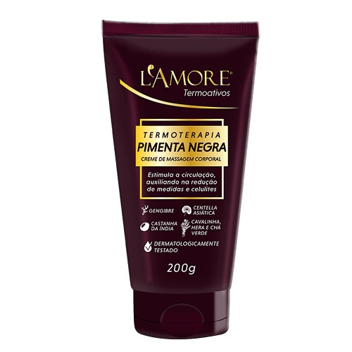 Creme de Massagem Corporal Ideal Pimenta Negra LAmore 200g