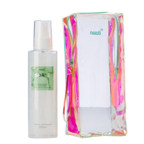 Body Splash Iluminador Needs Sorte Flores Brancas e Maçã Verde 200ml + Necessaire