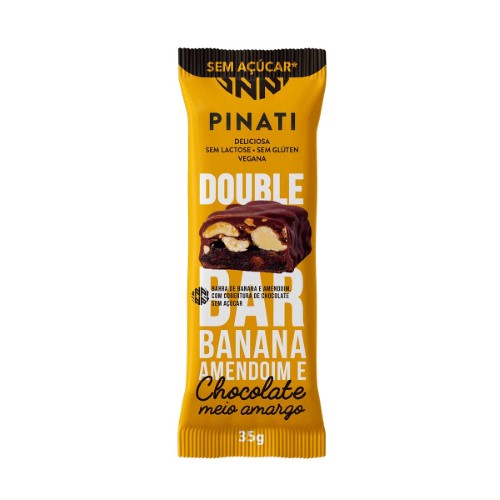 Barra de Banana e Amendoim Pinati Double Chocolate Meio Amargo com 1 unidade de 35g