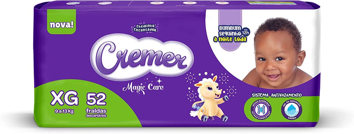 Fralda Cremer Magic Care XG, 1 pacote com 52 unidades