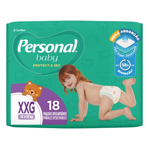 Fralda Personal Baby Protect & Sec Tamanho XXG com 18 Fraldas Descartáveis