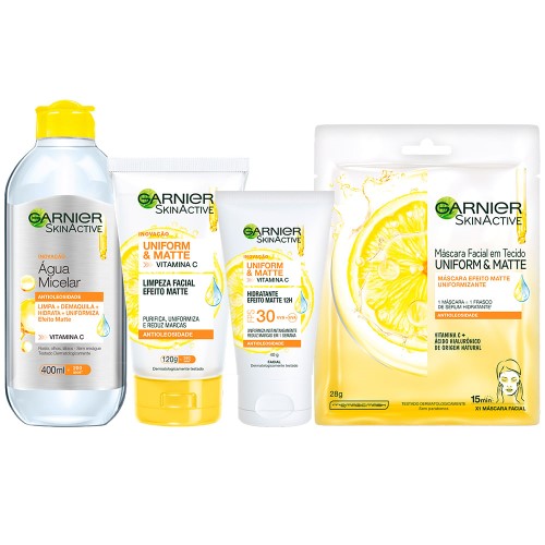 Garnier Skin Vitamina C Kit – Água Micelar + Hidratante Facial + Máscara Facial + Limpeza Facial