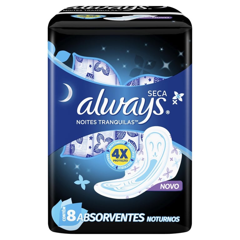 absorvente Always Noturno Seca Com Abas - Leve 8 Pague 7 - Always