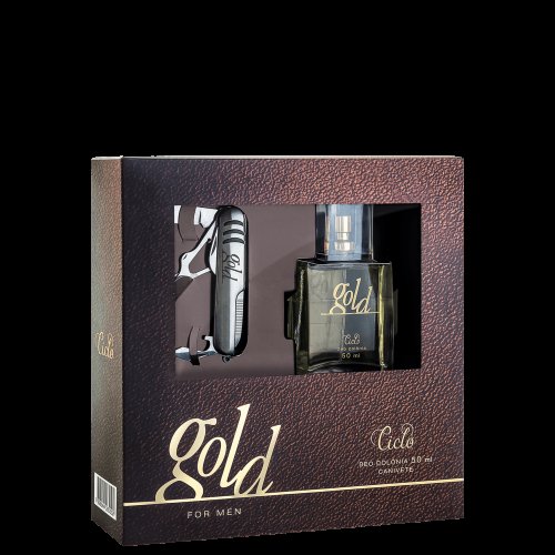 Perfume Ciclo Cosméticos Kit Masculino Gold Deo Colônia 50ml + Canivete