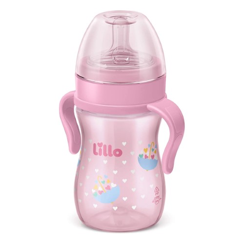 Mamadeira Lillo Super Evolution com Alça Rosa de 240ml