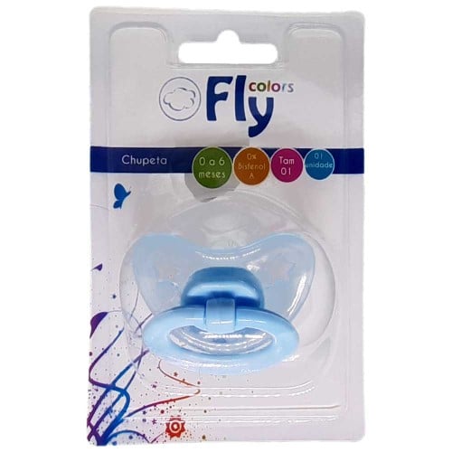 Chupeta Fly Colors Bico de Silicone Ortodôntica Tamanho 1 Estrela Cores Sortidas Ref 167