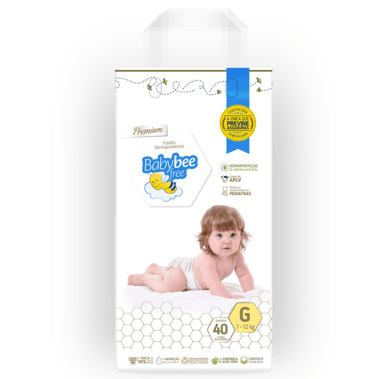 Fralda Baby Bee Free Com 40 Tamanho G Dermoprotetora