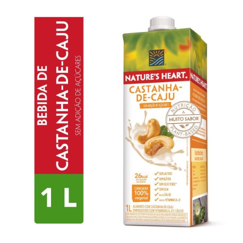 Bebida Vegetal Nature Heart Castanha de Caju Zero Açúcar e Lactose com 1L