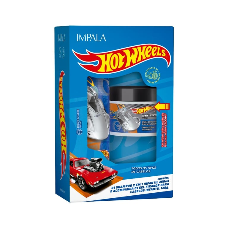 Shampoo 2 Em 1 250ml + Gel Fixador 120g Hot Wheels Impala Prata