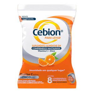 Vitamina C + Zinco - Cebion Para Levar 8 Comprimidos Mastigáveis