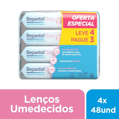 Bepantol Baby Lenços Umedecidos com 48 unidades cada Leve 4 e Pague 3