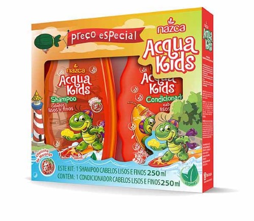 Shampoo + Condicionador Infantil Acqua Kids Cabelos Lisos e Finos com 250ml Cada Preço Especial