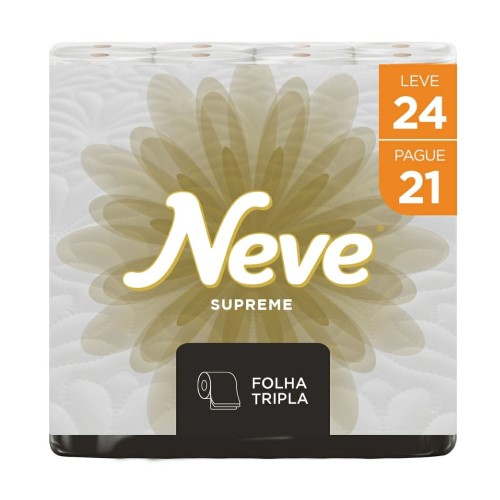 Papel Higiênico Neve Supreme Folha Tripla Dermacare 24 Rolos