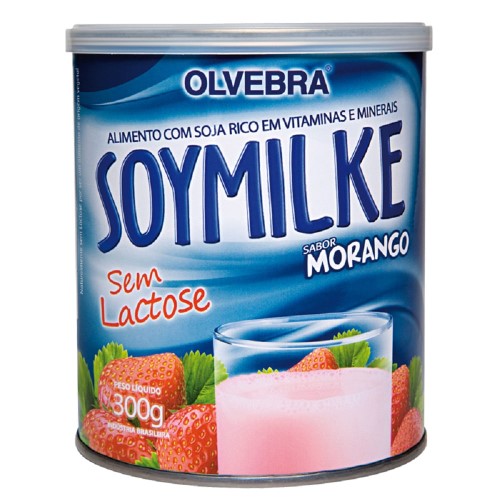 Leite Soymilke Sem Lactose Em Pó Sabor Morango Lata Com 300g