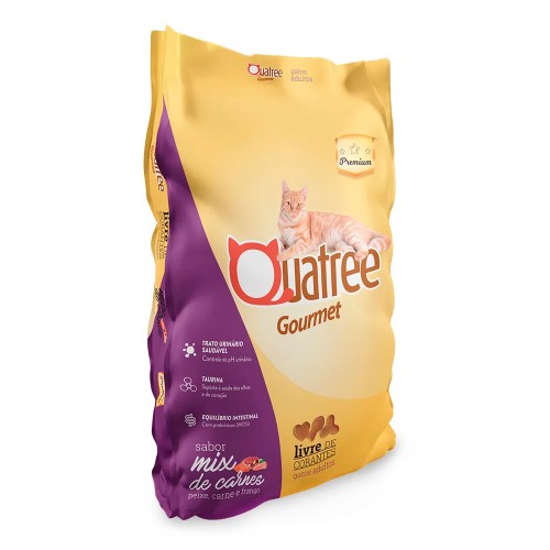 Ração para Gatos Castrados Quatree Gourmet Sabor Mix de Carnes 3Kg