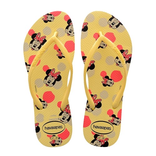 Sandálias Havaianas Slim Disney Amarelo Limão Tamanho 39/40 com 1 Par