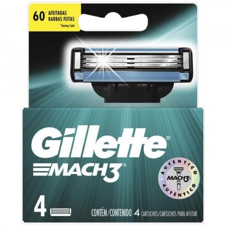 Carga para Aparelho de Barbear Gillette Mach3 com 4 unidades