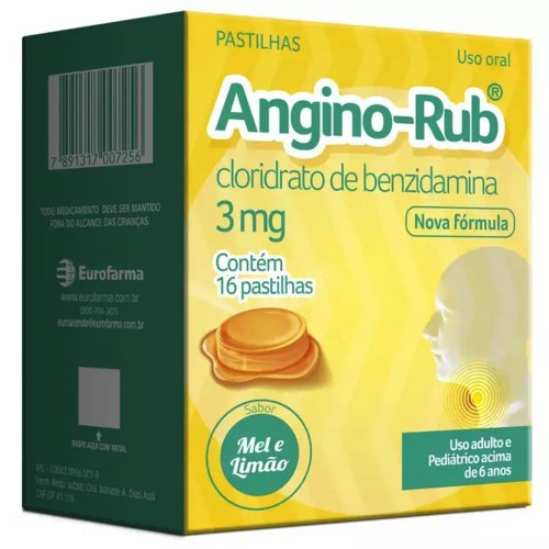 Angino Rub Com 16 Pastilhas Sabor Mel E Limão