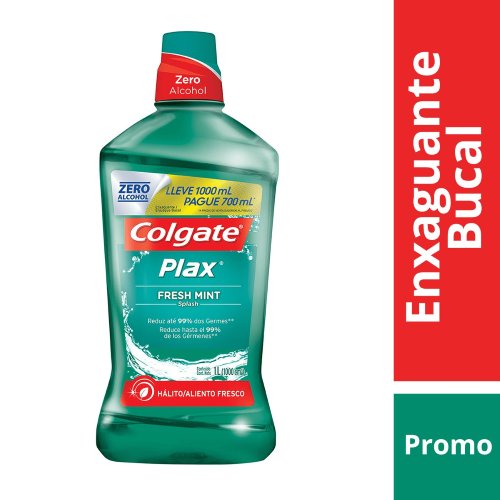 Enxaguante Antisséptico Bucal Colgate Plax Fresh Mint Sem Álcool com 1L