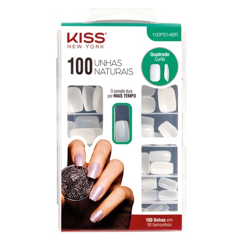 Unhas Postiças Kiss NY - 100 Unhas Naturais Quadrado Curto