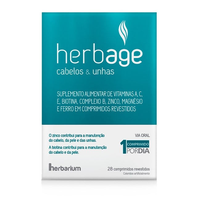 Suplemento Alimentar Herbage Cabelos E Unhas 28 Comprimidos