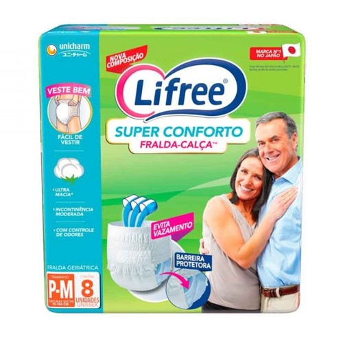 Fralda Calça Geriátrica Unissex Lifree Super Conforto P/M 8 unidades