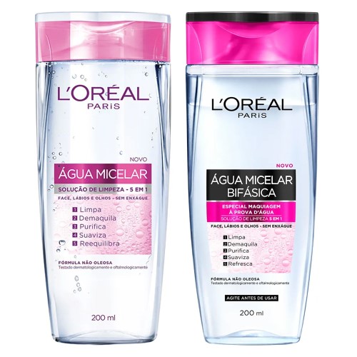 L’Oréal Paris Solução de Limpeza Kit - Água Micelar 5 em 1 + Água Micelar Bifásica