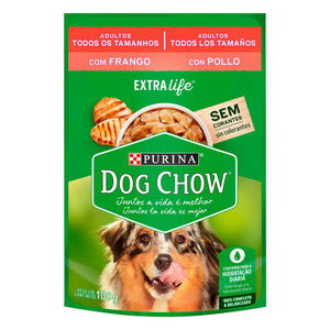 Ração Úmida para Cachorro Dog Chow Adulto Extra Life Sabor Frango em Sachê 100g