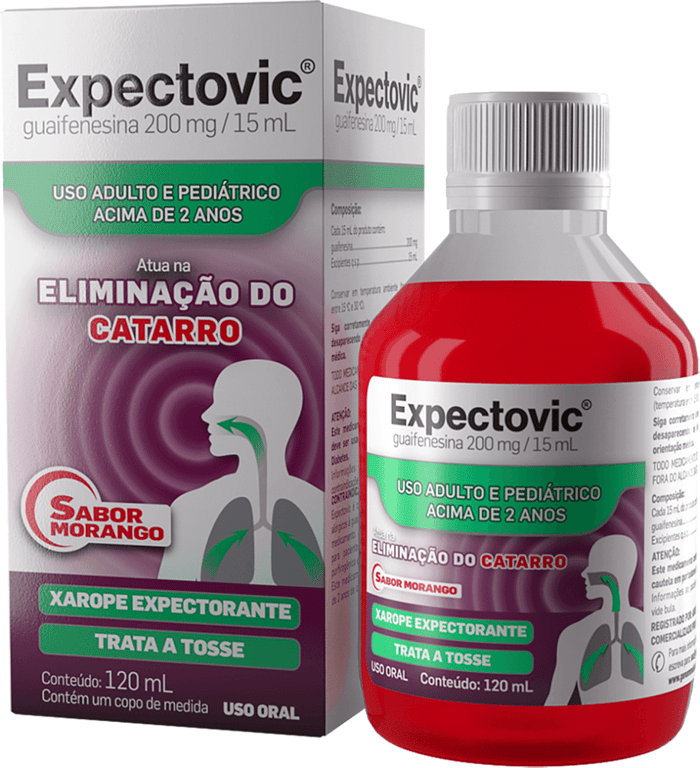 Expectovic Guaifenesina 200mg/15ml Sabor Morango Xarope 120ml