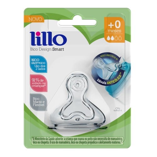 Bico de Mamadeira Lillo Design Simetrico Silicone Fluxo Médio 1 Unidade