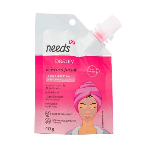 Máscara Facial de Argila Vermelha e Rosa Mosqueta Needs Beauty 40g