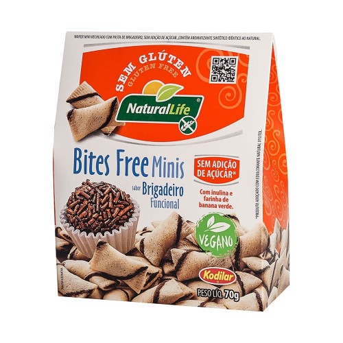 Minis Waffers Bites Free Kodilar Brigadeiro Fit sem Glúten Vegano 70g