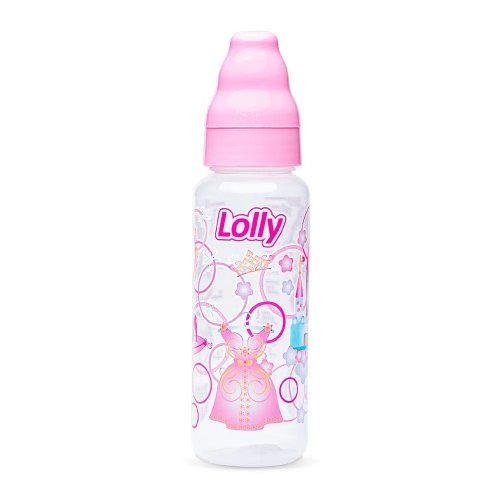 Mamadeira Lolly Tip Bico de Silicone Ortodôntico Líquidos Ralos Desenhos Sortidos Rosa 240ml