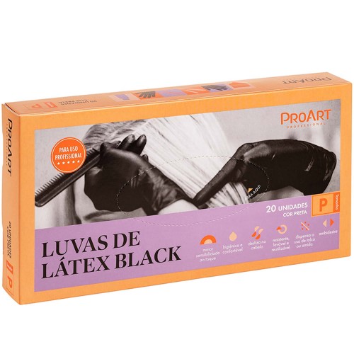 Luvas de Látex Proart Black - 20 Unidades