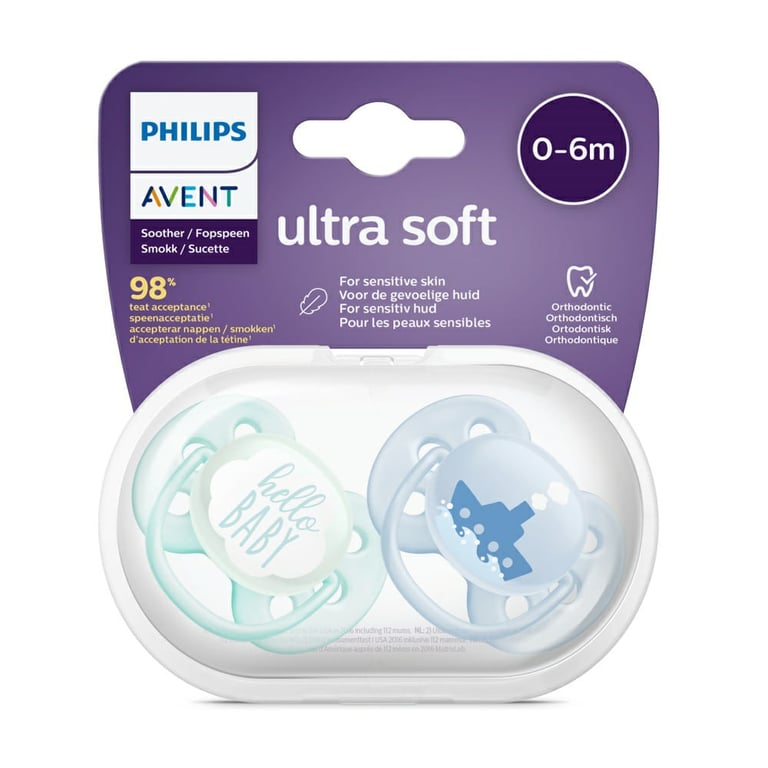 Chupeta Ultra Soft Decorada Philips Avent - SCF222/01 – Azul