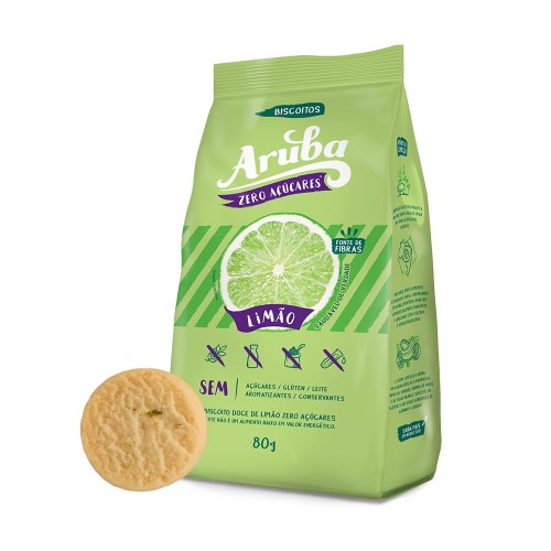 Biscoito Sabor Limao Zero Açúcar - Aruba - 80g