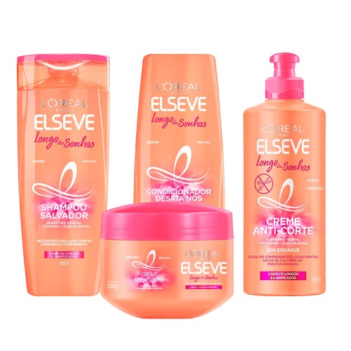 L`oréal Paris Elseve Longo dos Sonhos Kit - Shampoo + Condicionador + Creme para pentear + Tratamento