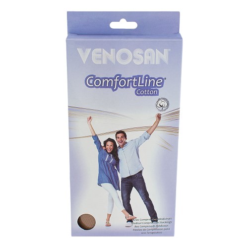 Meia Panturrilha (3/4) Venosan Confortline Cotton 20-30 mmHg G (Tamanho Grande) Curto, Cor Bege, Ponteira Aberta