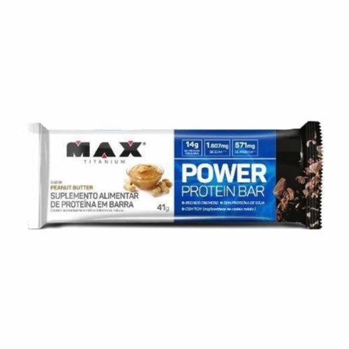 Barra de Proteína Max Titanium Power Protein Bar Sabor Peanut Butter 41g